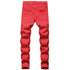 Men's Ripped Jeans Straight Pants Mid Waisted Urban Jeans Denim Trousers